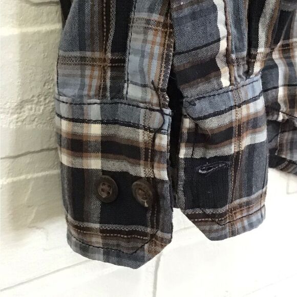 G.h. Bass and co. Button down plaid shirt 100% cotton mens blue brown small - Picture 5 of 11